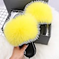 Miniatyrbillede 4 af 5: Sommer Pels Slippers Fluffy Søde Plys Damer Flip Flops Luksus Charmerende Sandaler Xnr136 39