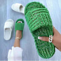 Miniatyrbilde 4 av 5: Terry-frotté slippers for kvinner jenter slip-on plysj sko husholdnings vinterutstyr Green 41