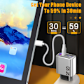 Miniatyrbilde 4 av 8: 20W Type-C lader med lys mini laderhode PD+USB metall grå rask lading