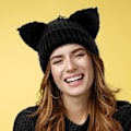Miniatyrbillede 4 af 7: Dame Knitted Beanie Caps Y2K Gothic Katteøre Skull Hat Varmt Vinterhat Sød Djævelhorn Cap Ørebeskytter senapsgul L（58-60cm）