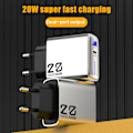 Miniatyrbilde 2 av 8: 20W Type-C lader med lys mini laderhode PD+USB metall grå rask lading