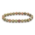 Pikkukuva 1 / 5: Chakra-helmikoristeinen rannekoru, valmistettu 8 mm:n merisedimenttijaspis-luonnonkivistä (vihreä) Vihreä Chakra-rannekoru Naisten rannekoru Miesten Chrysoprase