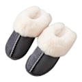 Miniatyrbilde 1 av 2: Bomulls Tøfler Dame Tykke Plysjtøfler Høst Vinter Varme Tøfler Vanntette Sklisikre Hjemmesandaler Dark Gray 40-41 for 39-40