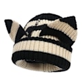 Miniatyrbillede 2 af 7: Dame Knitted Beanie Caps Y2K Gothic Katteøre Skull Hat Varmt Vinterhat Sød Djævelhorn Cap Ørebeskytter beige+svart M（56-58cm）