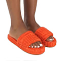 Miniatyrbilde 1 av 5: Terry-frotté slippers for kvinner jenter slip-on plysj sko husholdnings vinterutstyr Orange 35