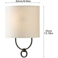 Miniatyrbilde 5 av 5: Industriell vegglampe i beige stoff, retro dekorativ vegglampe, nattbordslampe, stue, gang