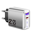 Miniatyrbilde 1 av 8: 20W Type-C lader med lys mini laderhode PD+USB metall grå rask lading