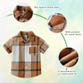 Miniatyrbilde 5 av 6: Rutete skjorte med korte ermer for gutter, barneskjorter med knapper, rutete sommerklær for 1-8 år Light Brown 3-4Y