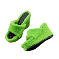 Miniatyrbild 1 av 2: Snygga Damtofflor i Plysch med Hög Klack Öppen Tå Casual Utomhus Sandaler Höst Vinter Green 37