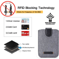 Miniatyrbilde 4 av 5: Kortholder for baksiden av telefonen RFID 5 Pull Kredittkort Kontant Mobil Lommebok Lomme Canva Lærveske for smarttelefoner (Svart)