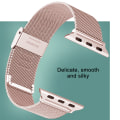 Miniatyrbild 5 av 7: Kompatibelt Apple Watch-armband 38-40mm/42-44mm, rostfritt stål ringspänne metallarmband ersättning-42/44mm roséguld