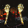 Miniatyrbilde 2 av 5: 2 stk. Solar Halloween-dekorasjonslys, 2 pakker med lysende skjelettarmhender, 40 LED-lys, lysende figur til feriefest innendørs og utendørs dekor