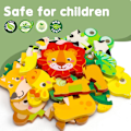 Pikkukuva 2 / 5: TOY Life -puinen eläinpalapeli 1-3-vuotiaille lapsille, vauvapalapeli 1-3-vuotiaille lapsille, opettavainen oppimispeli 1 2 3+ -vuotiaille pojille ja tytöille - 4 kpl - A