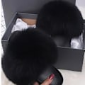 Miniatyrbillede 3 af 5: Sommer Pels Slippers Fluffy Søde Plys Damer Flip Flops Luksus Charmerende Sandaler Xnr136 43