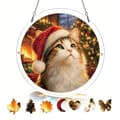 Julkatt Akryl Puslespil Solfanger, 83 Dele DIY Dekor Santa Cat