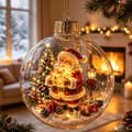 Juletrekule med LED-lys, lysende julepynt med vintermotiv til juletre, peis, bord og stue