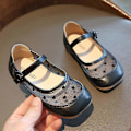 Miniatyrbild 3 av 5: Vårfjäder Polka Dot Mesh Flickor Skor Barn Prinsessa Skor Sandaler Barn Black 24