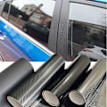 Miniatyrbilde 3 av 5: Karbonfiber Bilklistremerke Auto Dørterskelbeskytter Vanntett Beskyttelsesfilm Svart Bil Vinylfolie Matte Black 10cmx150cm
