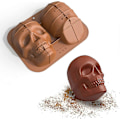 Miniatyrbillede 1 af 5: Halloween Silikone Kranie Isterning Chokoladeform (brun) 1 Stykke