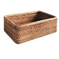 Miniatyrbilde 1 av 5: Håndvevd Kurv i Flettet Materiale for Frukt, Te og Brød, Rektangulær Oppbevaringsboks for Kosmetikk