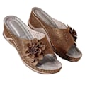 Miniatyrbild 1 av 5: Plus Size Sandaler för Kvinnor, Vävda Blommiga Kila-tofflor för Inomhus och Utomhus Brown 41