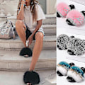 Miniatyrbillede 5 af 5: Sommer Pels Slippers Fluffy Søde Plys Damer Flip Flops Luksus Charmerende Sandaler Xnr136 36