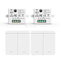 Miniatyrbillede 1 af 5: 2 STK Trådløs Lys Vægafbryder RF 433Mhz Relæmodtager med 2x 2-Gangs Panelafbryder LED Fjernbetjening til LED Lampe