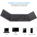 Miniatyrbillede 5 af 7: Tri-Fold Bluetooth-tastatur, Bluetooth bærbar mini trådløst tastatur med touchpad-mus - sort