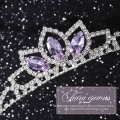 Miniatyrbilde 3 av 5: Prinsesse sølv tiara og krone rosa krystall tiaraer jenter skjønnhetskonkurranse kroner rhinestone bursdag hodeplagg for barn (lilla)