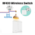 Miniatyrbillede 3 af 5: 2 STK Trådløs Lys Vægafbryder RF 433Mhz Relæmodtager med 2x 2-Gangs Panelafbryder LED Fjernbetjening til LED Lampe