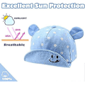 Miniatyrbild 4 av 5: Polka Cotton Babykeps Solhatt Justerbar Kep Vår Sommar Höst 6 till 24 Månader Blå blue