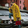 Miniatyrbilde 3 av 5: Lang Mote Pels Plysj Varm Elegant Casual Løs Frakk Vinter Fortykket Revers Fluffy Frakk yellow 2XL