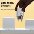 Miniatyrbilde 5 av 8: 20W Type-C lader med lys mini laderhode PD+USB metall grå rask lading