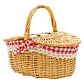Miniatyrbilde 1 av 5: Picnic-kurv i landlig stil med lokk og håndtak & Linere for piknik, fester, bryllup