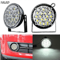 Pikkukuva 2 / 5: 2kpl DC 12V 18 LED DRL Pyöreä Auton Sumuvalo Päiväajovalo Valkoinen