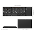 Miniatyrbild 2 av 7: Tri-Fold Bluetooth-tangentbord, Bluetooth bärbart minitangentbord med styrplatta mus-svart