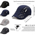 Miniatyrbild 2 av 5: Herrar Peaked Cap, Flat Cap, Justerbar Snabbtorkande Mesh, Andningsbar Basker, Herrarnas Basker (Mörkgrå dark blue