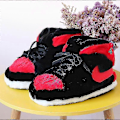Miniatyrbillede 5 af 5: Sneakers-lignende Plys Sutsko Kreativ Indpakning Fuzzy Varme Vinter Indendørs Hjemmesko Bomuldssko Gray