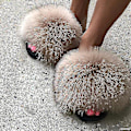 Miniatyrbillede 2 af 4: Sommer Pels Slippers Fluffy Søde Plys Damer Flip Flops Luksus Charmerende Sandaler Xnr148 44