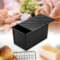 Miniatyrbilde 4 av 5: Brødform med lokk for baking, 1lb brødformer for baking, karbonstål for toast/sandwich/kakeform - Svart