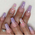 Miniatyrbillede 1 af 5: Andy's Orchids 24 stk. Ombre Kunstige Falske Negle, Sommerfugl Ballet Kiste Falske Negle Bære Langt Afsnit Manicure Patch Tryk På Falske Negle Kunst Tips
