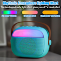 Miniatyrbillede 6 af 7: Karaokemaskine til børn med 2 trådløse mikrofoner, bærbart KTV-system med Bluetooth, højttaler med stemmeændrende effekter og LED-lys Blue