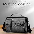 Miniatyrbild 2 av 5: Herrar Läder Messenger Bag, Vattentät Axelväska Handväska Multifunktionell Messenger Väskor för Män Arbeta Affärer Justerbara Remmar black