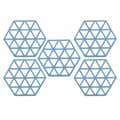 5-pack silikon hexagonunderlägg värmeisolerande tallriksunderlägg för matbord blå