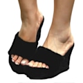 Miniatyrbild 2 av 2: Snygga Damtofflor i Plysch med Hög Klack Öppen Tå Casual Utomhus Sandaler Höst Vinter Black 39