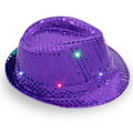 Miniatyrbild 1 av 5: Vuxen 9-färgad LED-lampa paljetter Prestanda Jazzhatt (Lila) 1 stycken