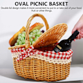 Miniatyrbilde 2 av 5: Picnic-kurv i landlig stil med lokk og håndtak & Linere for piknik, fester, bryllup