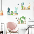 Miniatyrbild 3 av 4: En uppsättning väggdekaler krukväxter fåglar självhäftande kreativa väggdekaler för vardagsrum sovrum kontor kök