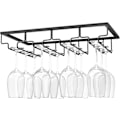 Miniatyrbilde 1 av 5: Vinglassholder, 4 rader Vinglassholder Oppbevaringsholder Metallarrangør Under Skap Stamwareholder For Bar Kjøkkenskap, Svart