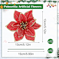 Miniatyrbild 2 av 5: 10 st konstgjorda julblommor, julglitter-julstjärneblommor prydnad, konstgjorda kransblommor till jul, röda